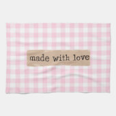 Linge De Cuisine Fabriqué avec Chèques Aimer-Rose et Blanc (Horizontal)