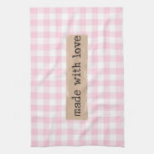 Linge De Cuisine Fabriqué avec Chèques Aimer-Rose et Blanc (Vertical)