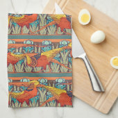 Linge De Cuisine Faisan doré Rétro (Quart Plié)
