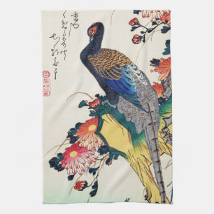 Linge De Cuisine Faisan et chrysanthème, Hiroshige, Ukiyo-e