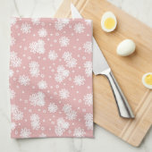 Linge De Cuisine Faisceaux et points - rose et blanc (Quart Plié)