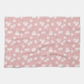 Linge De Cuisine Faisceaux et points - rose et blanc (Horizontal)