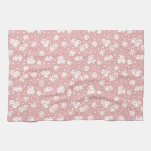 Linge De Cuisine Faisceaux et points - rose et blanc (Horizontal)