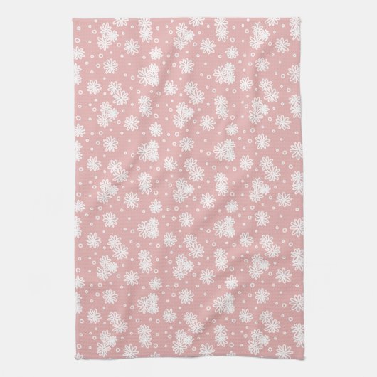 Linge De Cuisine Faisceaux et points - rose et blanc (Vertical)
