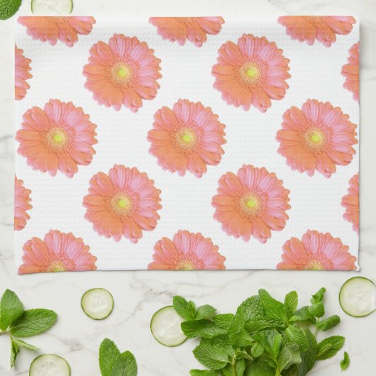 Linge De Cuisine Faisée de gerbera orange (Plié)