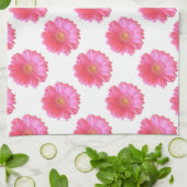Linge De Cuisine Faisée de gerbera rose (Plié)