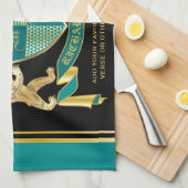 Linge De Cuisine Faites votre propre armoiries Turquoise Emblème d' (Quart Plié)