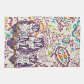 Linge De Cuisine Famille de hibou géométrique stylisée violet (Horizontal)