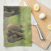 Linge De Cuisine Famille d'éléphants indiens (Quart Plié)