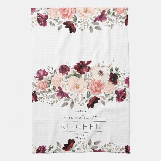 Linge De Cuisine Famille Florale Bourgogne (Vertical)