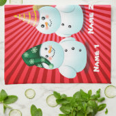 Linge De Cuisine Famille mignonne de bande dessinée personnalisable (Plié)