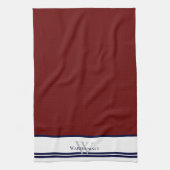 Linge De Cuisine Famille moderne monogramme Maroon Rouge (Vertical)