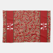 Linge De Cuisine Famille Monogram Christmas Holly (Horizontal)