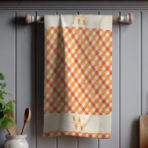 Linge De Cuisine Famille Monogramme Orange Rouge En vichy Plaid Foy
