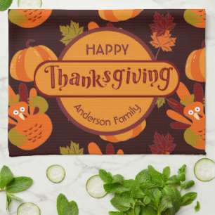 Linge De Cuisine Famille Thanksgiving Turquie Citrouille automne qu