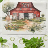 Linge De Cuisine Family Farm Rustic Barn Cute Country Farm  (Plié)