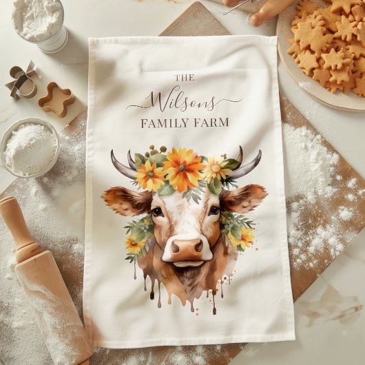 Linge De Cuisine Family Farm Rustic Floral Cow Horns