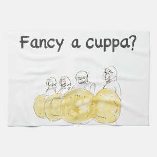 Linge De Cuisine Fancy a Cuppa Funny Biscuit Police Aquarelle Art
