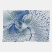 Linge De Cuisine Fantaisie dynamique Abstrait Tons bleus Art fracta (Horizontal)