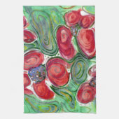 Linge De Cuisine Fantasie de fleurs rouges (Vertical)