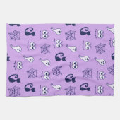 Linge De Cuisine Fantôme, toiles d'araignées et chats noirs violet (Horizontal)