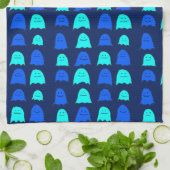 Linge De Cuisine Fantômes d'Halloween bleu vif (Plié)