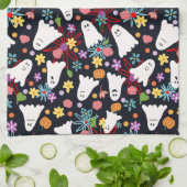 Linge De Cuisine Fantômes et fleurs (Plié)