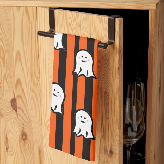 Linge De Cuisine Fantômes et rayures d'Halloween (Pliage en tiers)