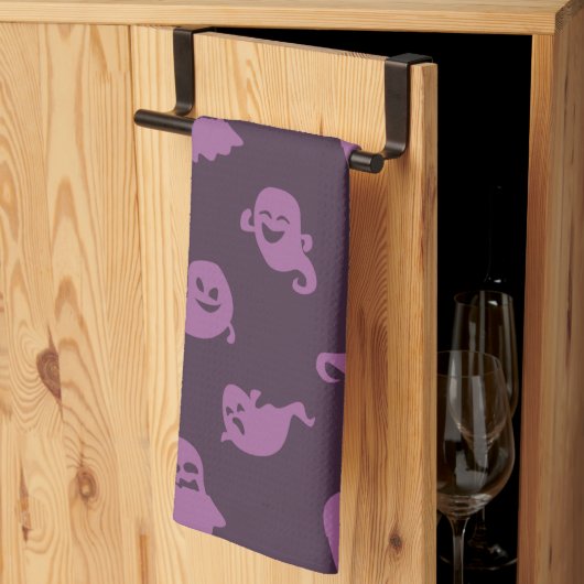 Linge De Cuisine Fantômes violets clairs Halloween violet foncé (Pliage en tiers)
