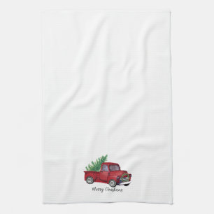 Linge De Cuisine Farmhouse Christmas watercolor red truck