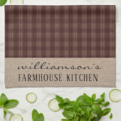 Linge De Cuisine Farmhouse Homespun Plaid Nom de famille (Plié)