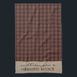 Linge De Cuisine Farmhouse Homespun Plaid Nom de famille<br><div class="desc">Farmhouse Homespun Plaid Family Name Dish Towel - Dishtowel dispose d'un plaid à l'espun bordeaux accentué de lin. Un linge de maison unique avec votre nom de famille avec FARMHOUSE KITCHEN en typographie rustique. La serviette de toilette fera partie d'une collection.</div>