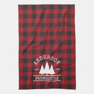 Linge De Cuisine Farmhouse Nom de famille Red Buffalo Plaid