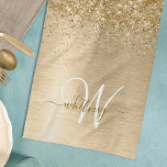 Linge De Cuisine Faux Gold brossé Parties scintillant métallique Im<br><div class="desc">Personnalisez facilement ce design chic et branché de serviettes de cuisine avec une jolie parties scintillant dorée brillante sur un arrière - plan métallique brossé à l'or.</div>