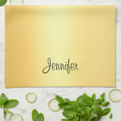 Linge De Cuisine Faux Gold Nom manuscrit Modèle Moderne (Plié)