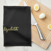 Linge De Cuisine Faux Gold Nom Modèle Noir Élégant (Quart Plié)