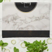 Linge De Cuisine Faux Marbre Albâtre Taupe Tan Monongramme (Plié)