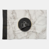 Linge De Cuisine Faux Marbre Albâtre Taupe Tan Monongramme (Horizontal)