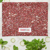 Linge De Cuisine Faux Rouge Parties scintillant Texture Look Avec N (Plié)