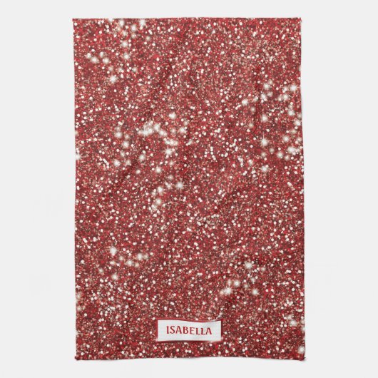 Linge De Cuisine Faux Rouge Parties scintillant Texture Look Avec N (Vertical)