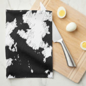 Linge De Cuisine Faux Vache Impression noir et blanc (Quart Plié)