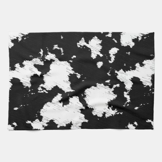 Linge De Cuisine Faux Vache Impression noir et blanc (Horizontal)