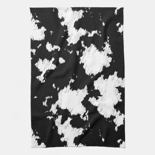 Linge De Cuisine Faux Vache Impression noir et blanc (Vertical)