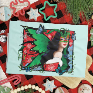 Linge De Cuisine Fée Solstice Rouge Vert Noël
