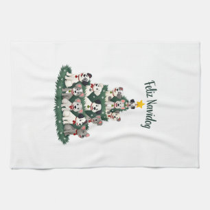 Linge De Cuisine Feliz Navidog Noël T-Shirt Chien, Drôle de Noël Mi