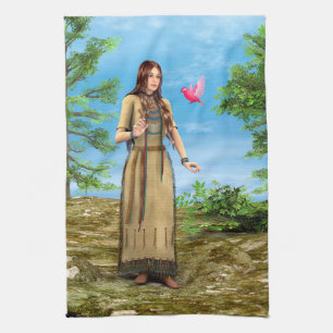 Linge De Cuisine Femme amérindienne Art de l'oiseau de la forêt