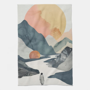 Linge De Cuisine Femme Bohème Céleste Voyage Montagne Corail Doré
