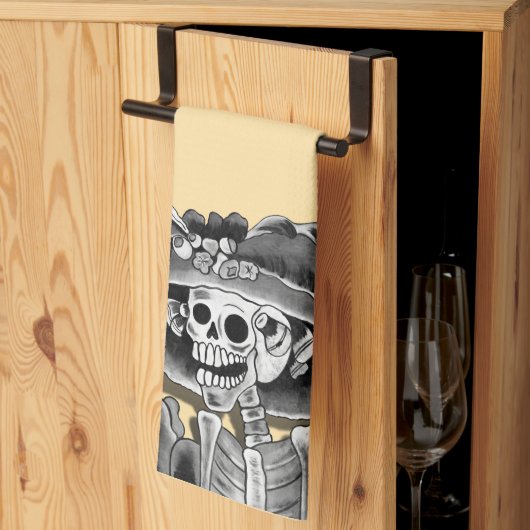 Linge De Cuisine Femme de squelette qui rit (Pliage en tiers)