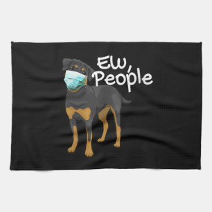 Linge De Cuisine Femme Drôle Chien Portant Un Masque - Rottweiler