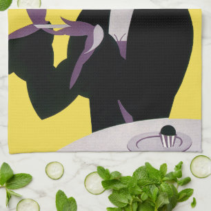 Linge De Cuisine Femme Élégante Vintage Boit du Thé de l'Après-midi